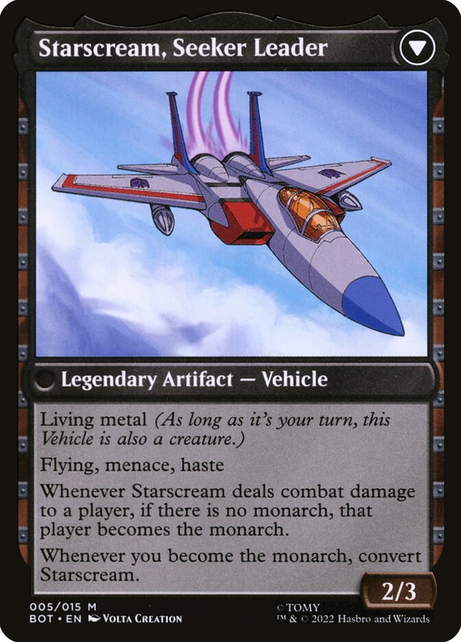 Back face of Starscream, Seeker Leader