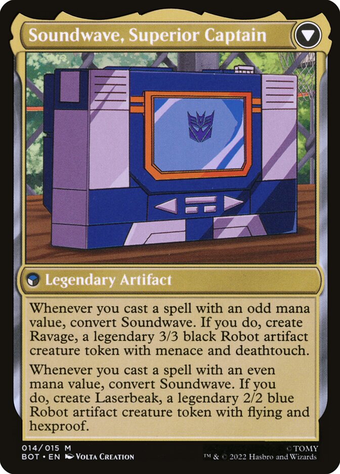 Back face of Soundwave, Superior Captain