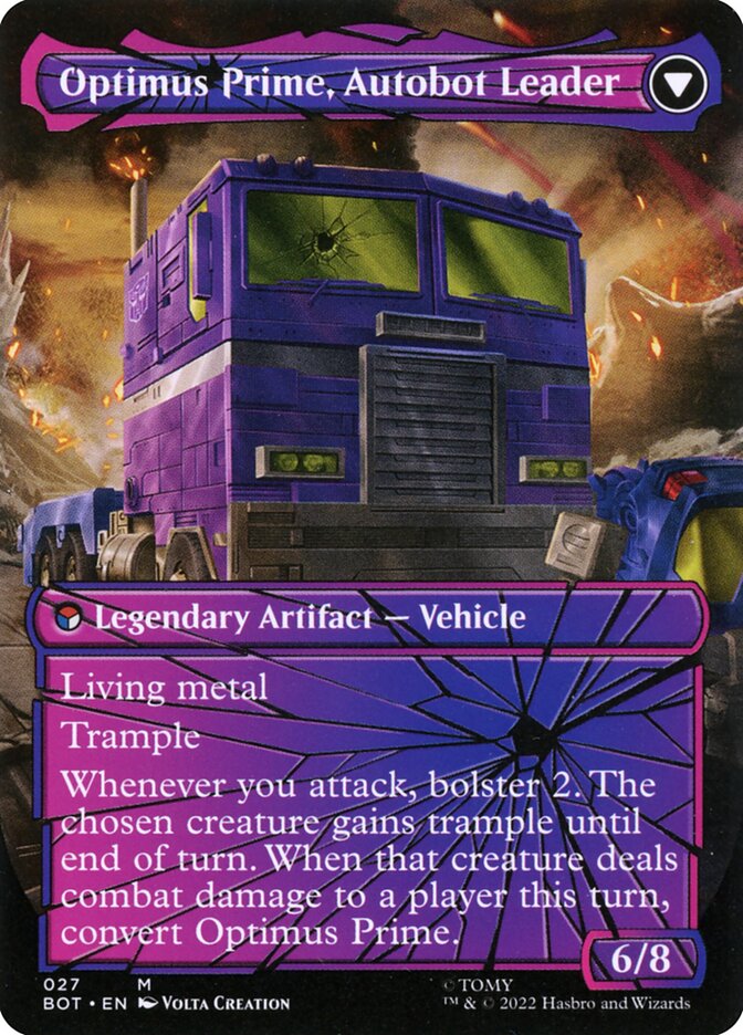 Back face of Optimus Prime, Autobot Leader