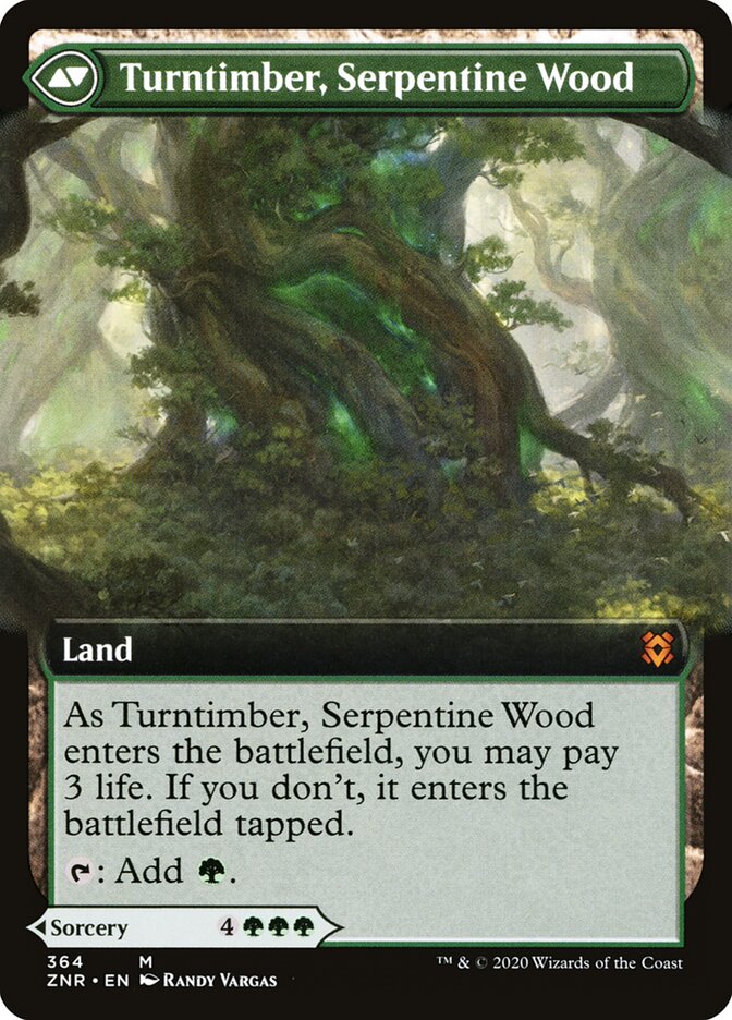 Back face of Turntimber, Serpentine Wood
