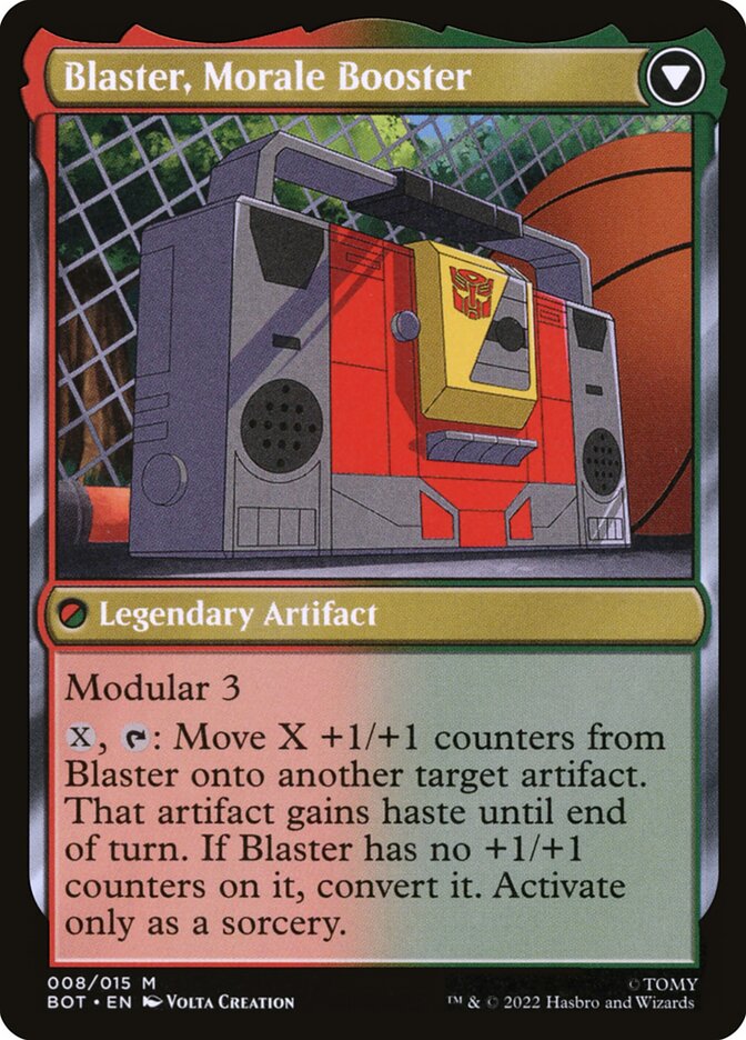 Back face of Blaster, Morale Booster