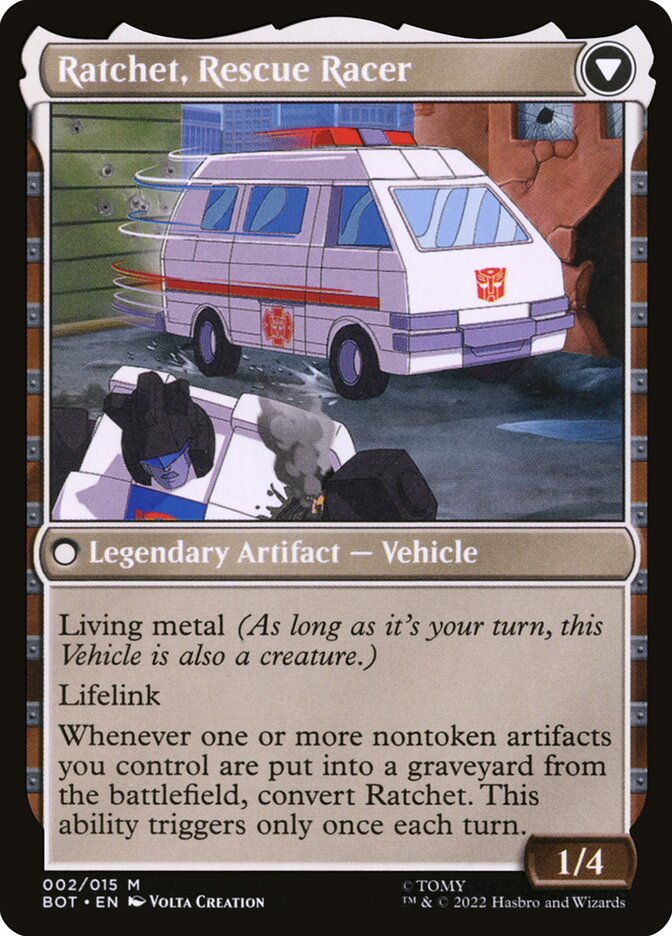 Back face of Ratchet, Rescue Racer