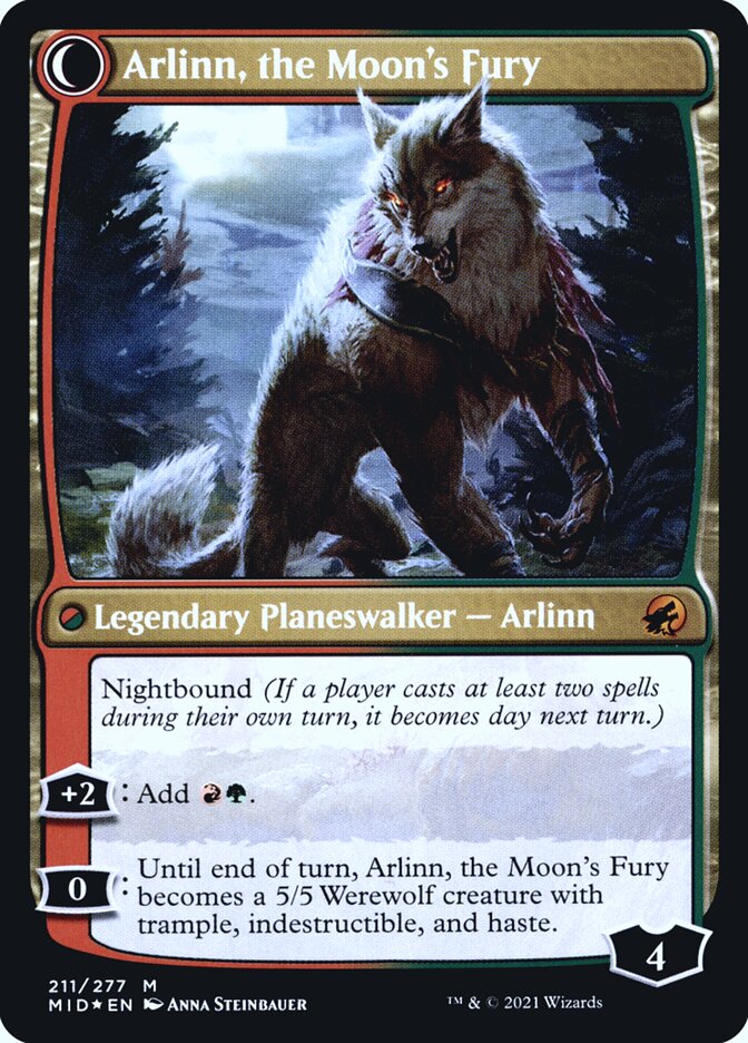 Back face of Arlinn, the Moon's Fury
