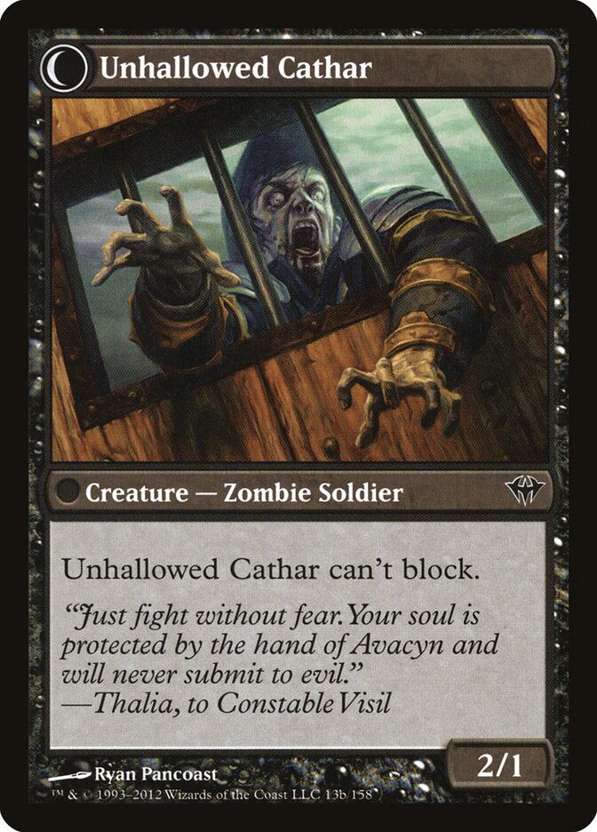 Back face of Unhallowed Cathar