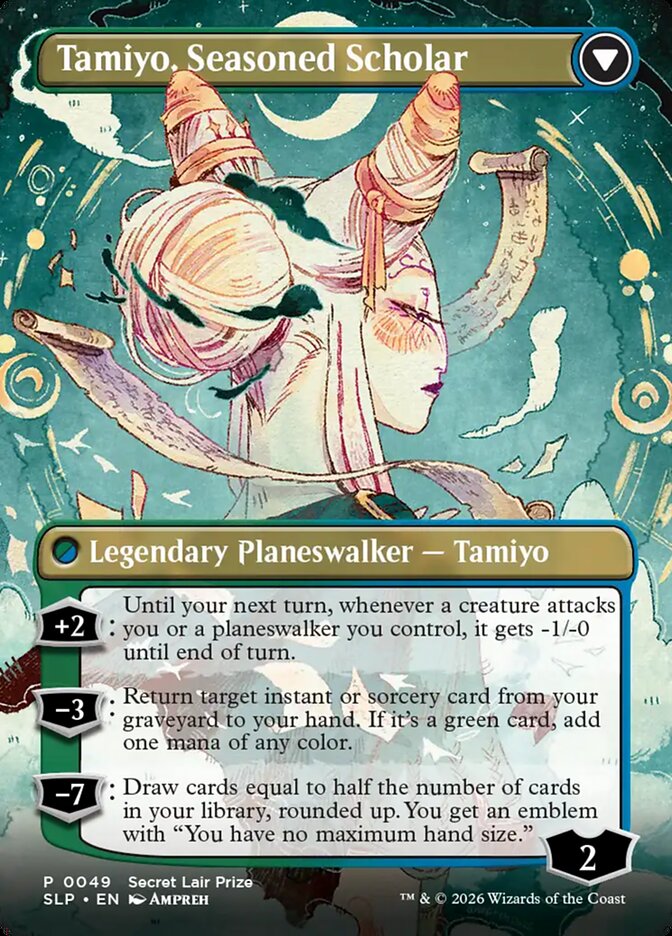 Back face of Tamiyo, Seasoned Scholar