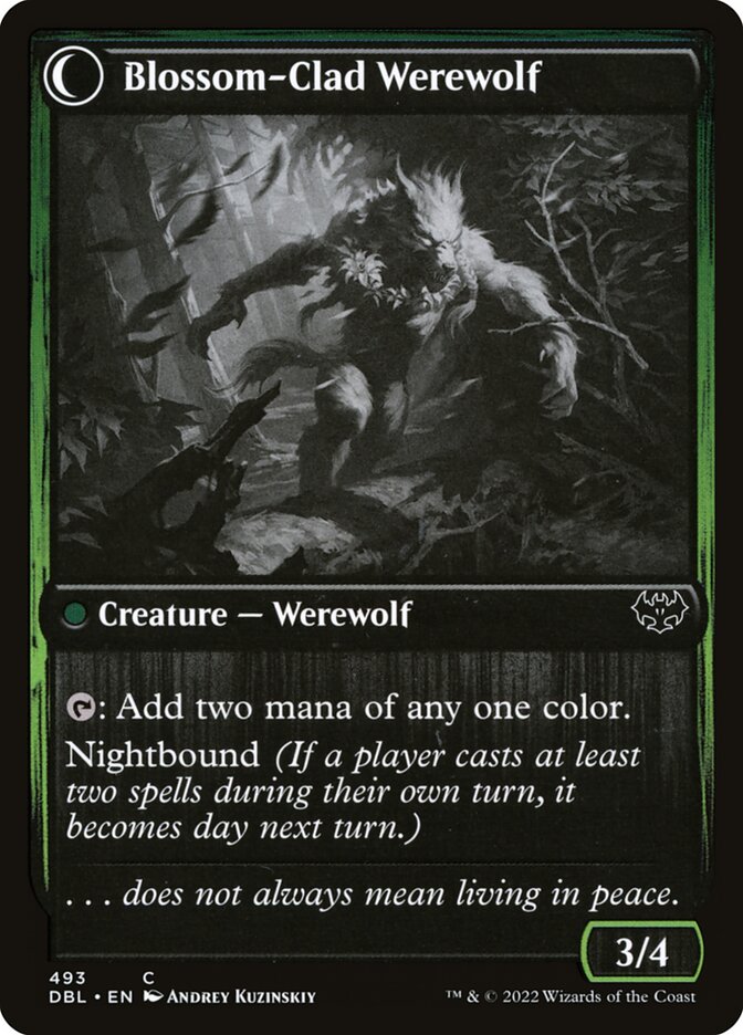 Back face of Blossom-Clad Werewolf