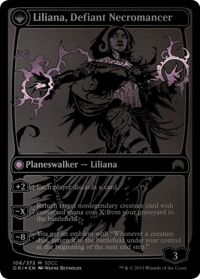Back face of Liliana, Defiant Necromancer