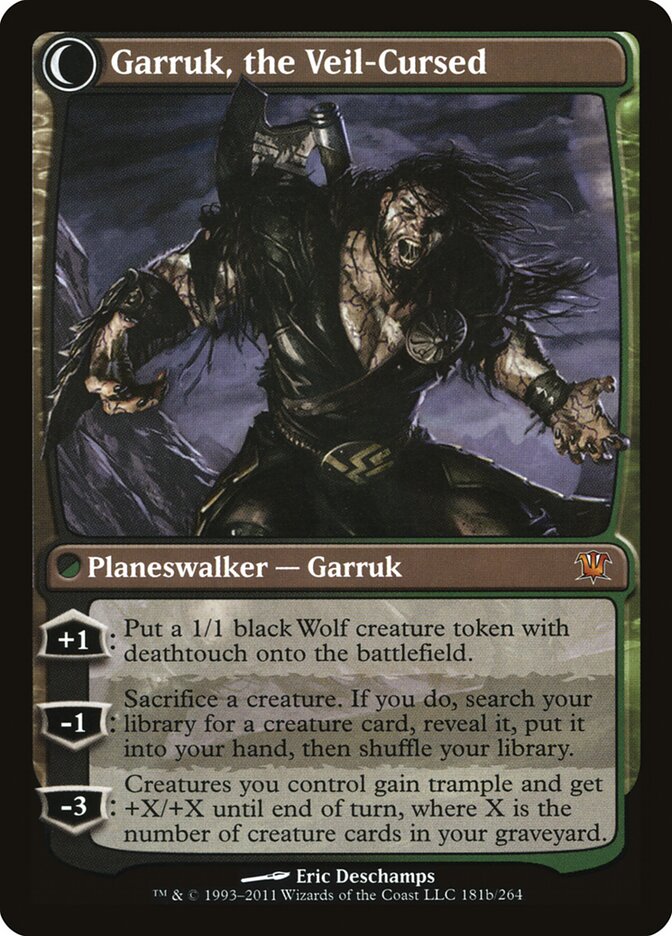 Back face of Garruk, the Veil-Cursed