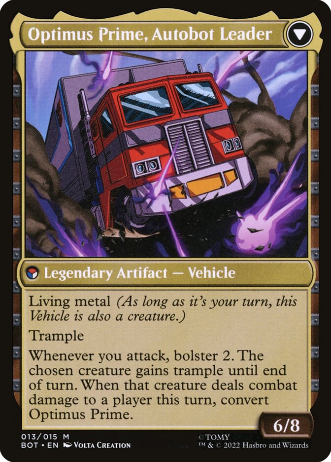 Back face of Optimus Prime, Autobot Leader