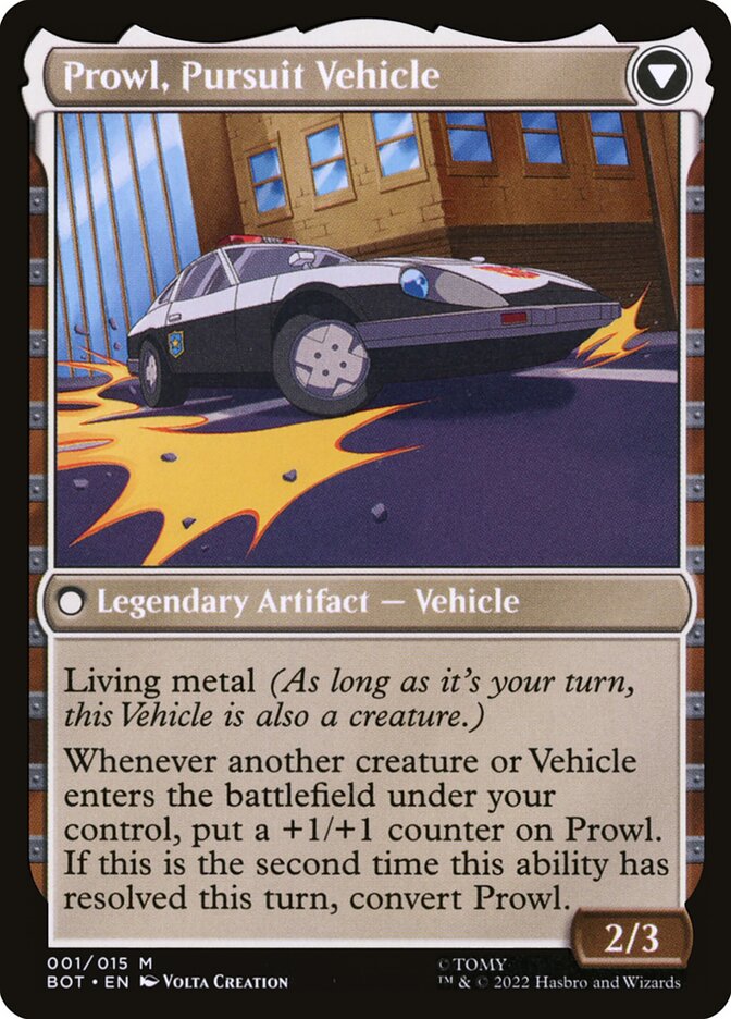 Back face of Prowl, Pursuit Vehicle