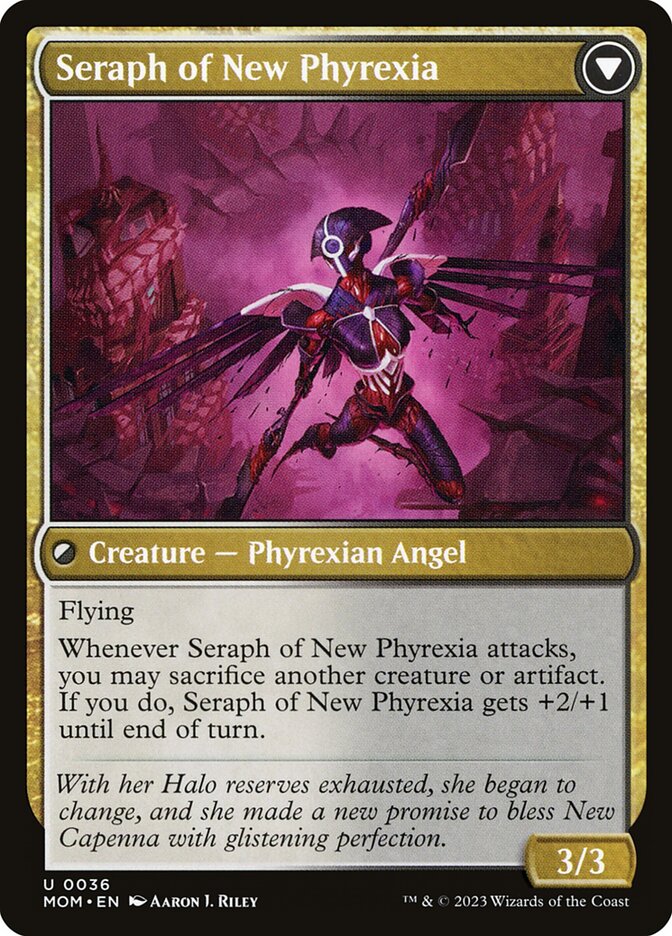 Back face of Seraph of New Phyrexia