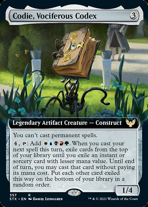 Codie, Vociferous Codex (Extended Art) (Strixhaven) Light Play Foil
