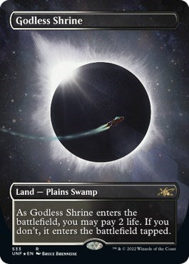 Godless Shrine (Borderless) (Galaxy Foil) (Unfinity) Light Play Foil