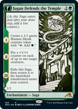 Jugan Defends the Temple (Showcase) (Kamigawa: Neon Dynasty) Light Play Foil