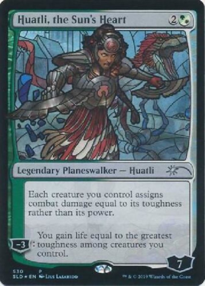 Huatli, the Sun's Heart Stained Glass (Secret Lair) Light Play Foil