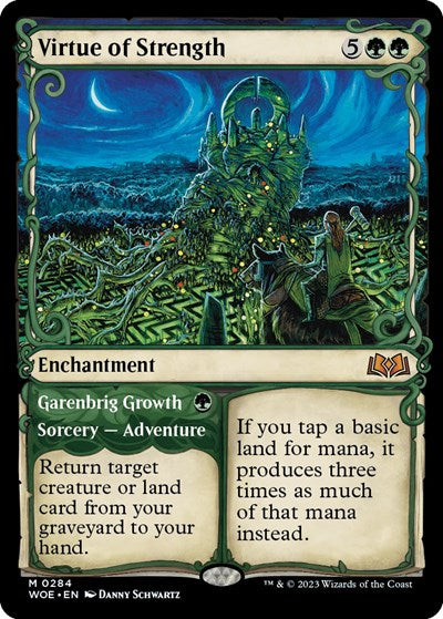 Virtue of Strength (Showcase) (Wilds of Eldraine) Damaged / Poor