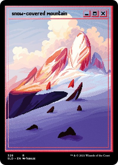 Snow-Covered Mountain (PixelSnowLands.jpg) (Foil Etched) (Secret Lair) Near Mint Foil