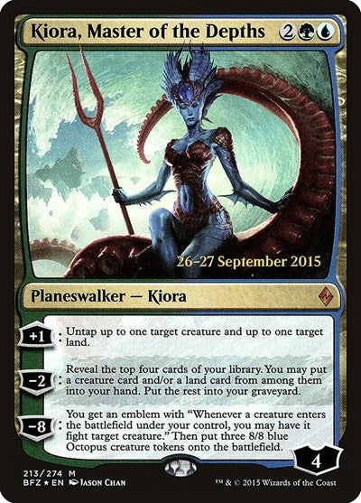 Kiora, Master of the Depths (Promos: Prerelease Cards) Light Play Foil