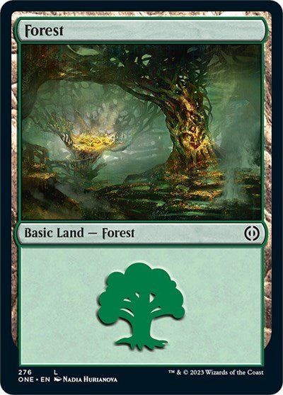Forest (276) (Phyrexia: All Will Be One) Medium Play Foil