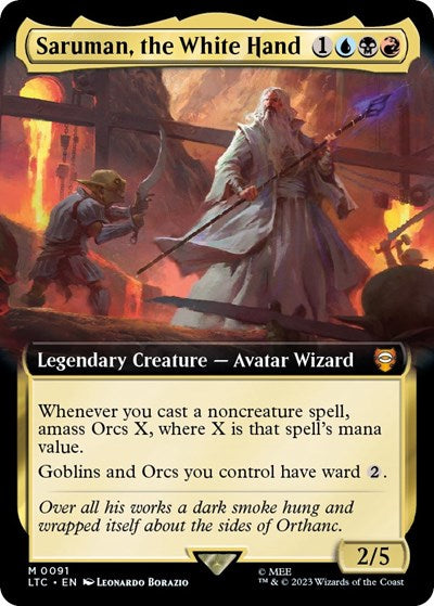 Saruman, the White Hand (Extended Art) (Commander: The Lord of the Rings: Tales of Middle-earth) Medium Play Foil