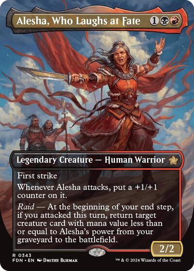 Alesha, Who Laughs at Fate (Borderless) (Foundations) Light Play Foil