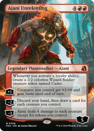 Ajani Unrelenting (Borderless) (Reality Fracture) Near Mint Foil