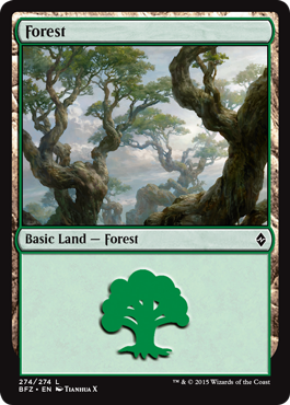 Forest (274) (Battle for Zendikar) Light Play