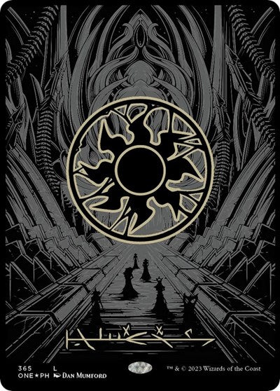 Plains (Phyrexian) - Full Art (Oil Slick Raised Foil) (Phyrexia: All Will Be One) Near Mint Foil