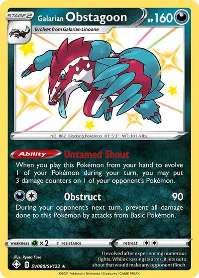 Galarian Obstagoon (Shining Fates: Shiny Vault) Near Mint Holofoil