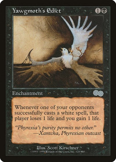 Yawgmoth's Edict (Urza's Saga) Light Play