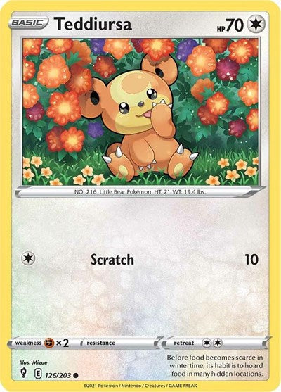 Teddiursa (SWSH07: Evolving Skies) Light Play Reverse Holofoil