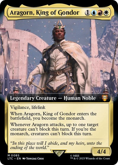Aragorn, King of Gondor (Extended Art) (Commander: The Lord of the Rings: Tales of Middle-earth) Light Play Foil