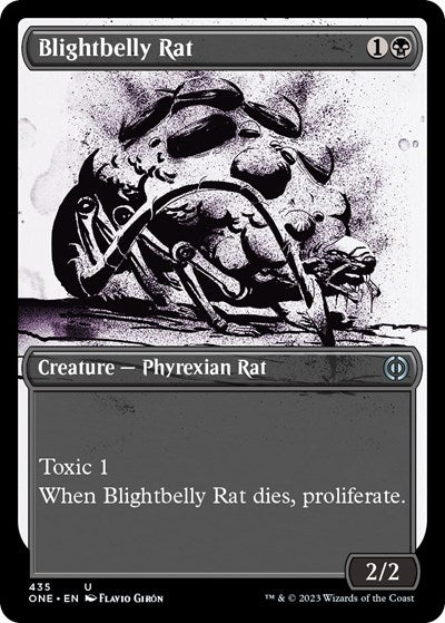 Blightbelly Rat (Showcase) (Step-and-Compleat Foil) (Phyrexia: All Will Be One) Light Play Foil