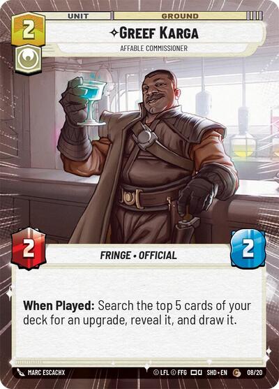 Greef Karga Affable Commissioner (Hyperspace) (Shadows of the Galaxy: Weekly Play Promos) Near Mint