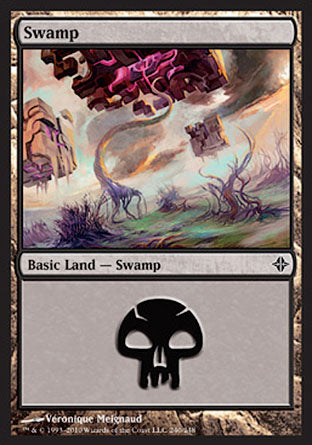 Swamp (240) (Rise of the Eldrazi) Light Play Foil