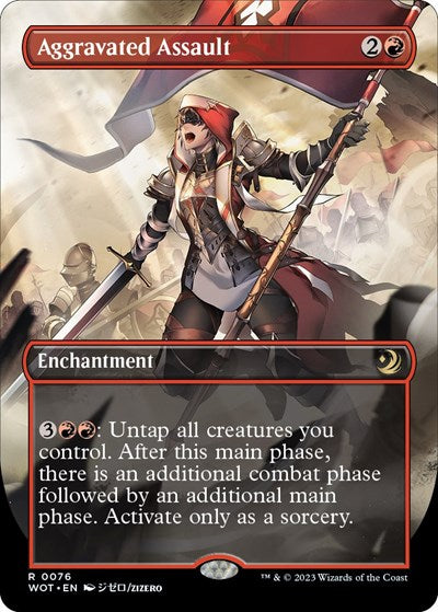Aggravated Assault (Anime Borderless) (Wilds of Eldraine: Enchanting Tales) Light Play Foil