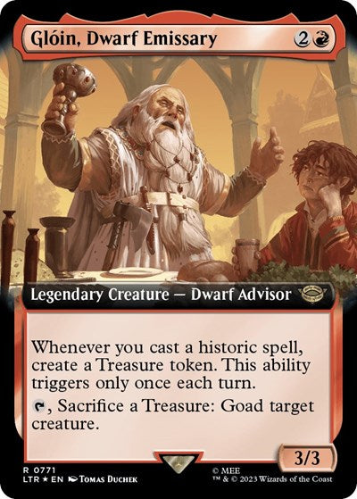 Gloin, Dwarf Emissary (Extended Art) (Surge Foil) (Universes Beyond: The Lord of the Rings: Tales of Middle-earth) Medium Play Foil
