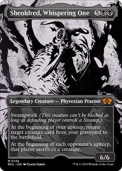Sheoldred, Whispering One (Halo Foil) (March of the Machine: Multiverse Legends) Light Play Foil