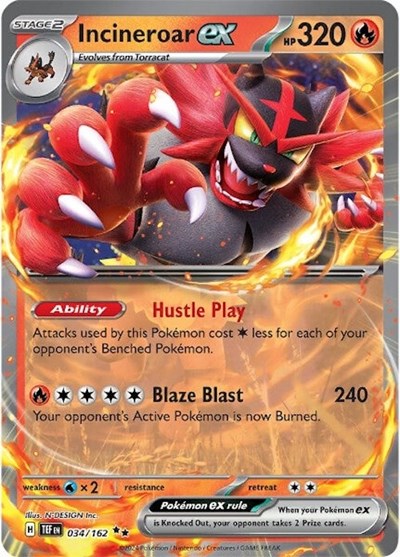 Incineroar ex - 034 (SV05: Temporal Forces) Near Mint Holofoil