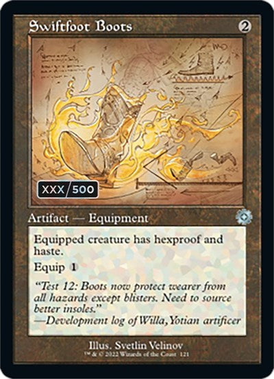 Swiftfoot Boots (Schematic) (Serial Numbered) (The Brothers' War: Retro Frame Artifacts) Light Play Foil