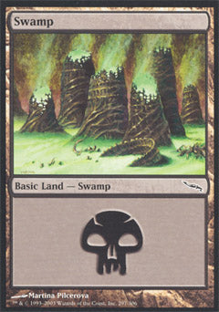 Swamp (297) (Mirrodin) Medium Play Foil