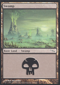 Swamp (296) (Mirrodin) Medium Play Foil