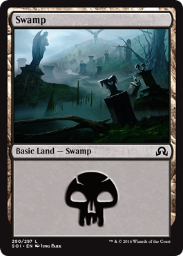 Swamp (290) (Shadows Over Innistrad) Medium Play Foil
