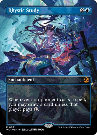 Rhystic Study (Anime Borderless) (Confetti Foil) (Wilds of Eldraine: Enchanting Tales) Near Mint Foil