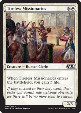 Tireless Missionaries (Magic 2015 Core Set) Light Play