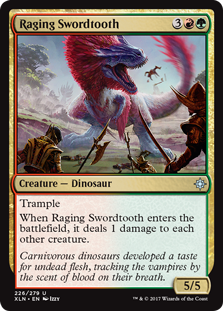 Raging Swordtooth (Ixalan) Light Play Foil