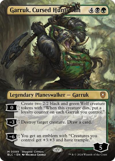 Garruk, Cursed Huntsman (Borderless) (Commander: Bloomburrow) Light Play Foil