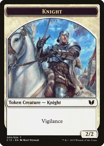 Knight (Vigilance) / Spirit (Enchantment) Double-Sided Token (Commander 2015) Medium Play