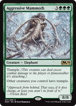 Aggressive Mammoth (Magic 2020 Core Set) Medium Play