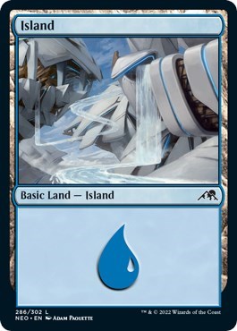 Island (286) (Kamigawa: Neon Dynasty) Light Play Foil